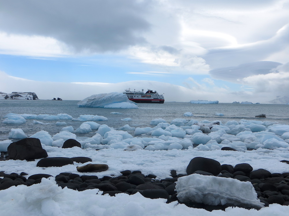 Ship MV FRAM in Antarctica
