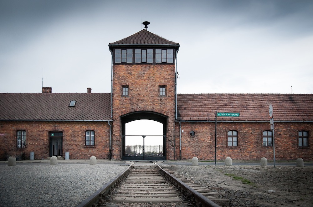 Railway tracks at the Auschwitz-Birkenau death camp