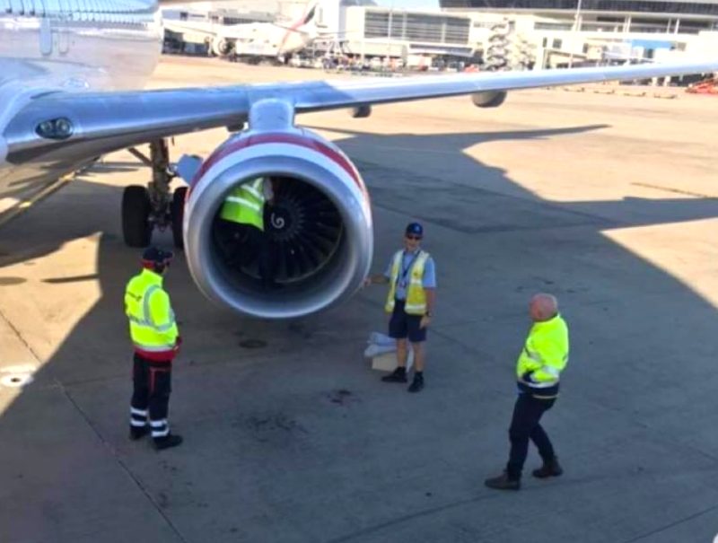 Own on Virgin Australia plane engine