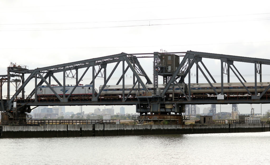 Amtrak train Portal Bridge