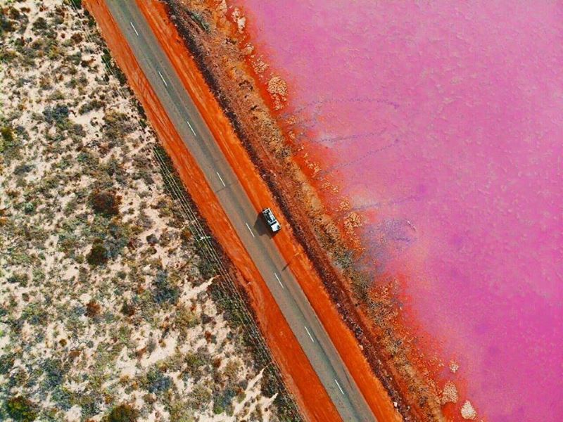 Pink salt lake, Western Australia