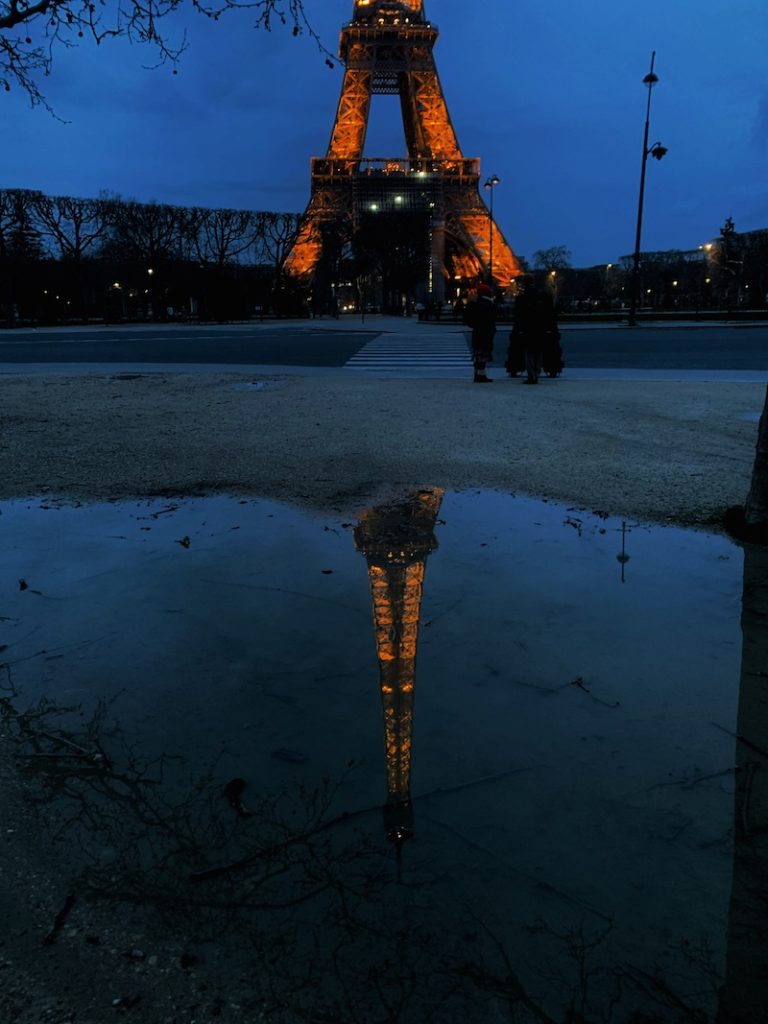 Paris dusk Eiffel Tower