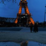 Paris dusk Eiffel Tower